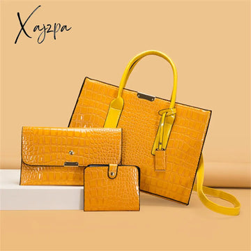 Xajzpa - Pantent Leather Women Messenger Bags Crocodile Female Crossbody Shoulder Hand Bags For